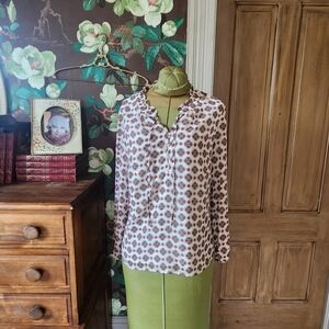 Talbots Medallion Print Blouse | Long Sleeve Boho Top | Women’s S | NWT